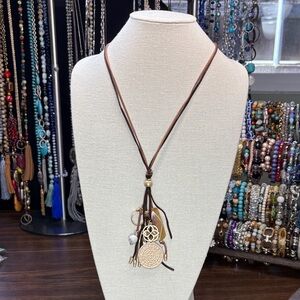 Bohemian Brown and Gold Pendant Necklace